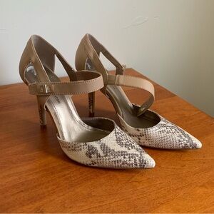 BCBGeneration Pointed Toe Pumps w/ Snakeskin Print and Twist Closure